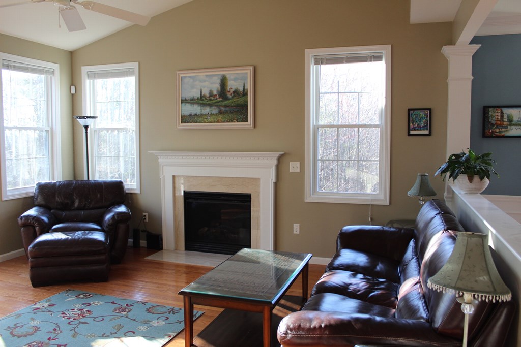 101 Buttercup Lane, Unit 101 Grafton, MA 01560 - Photo 6 of 24 a living room with furniture and a fireplace