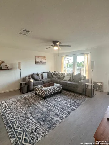 a living room with furniture