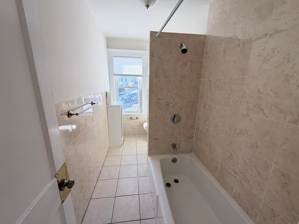 a bathroom with a bathtub