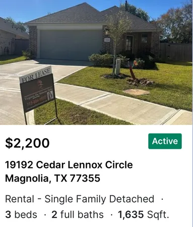 $2,100 | 19192 Cedar Lennox Circle, Magnolia, TX 77355