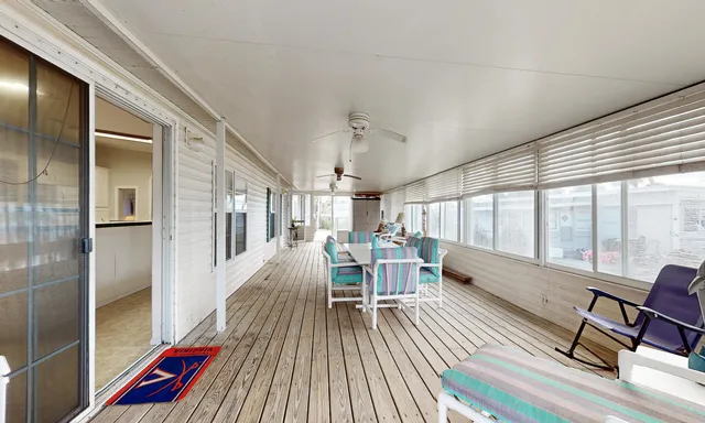 a living room with patio