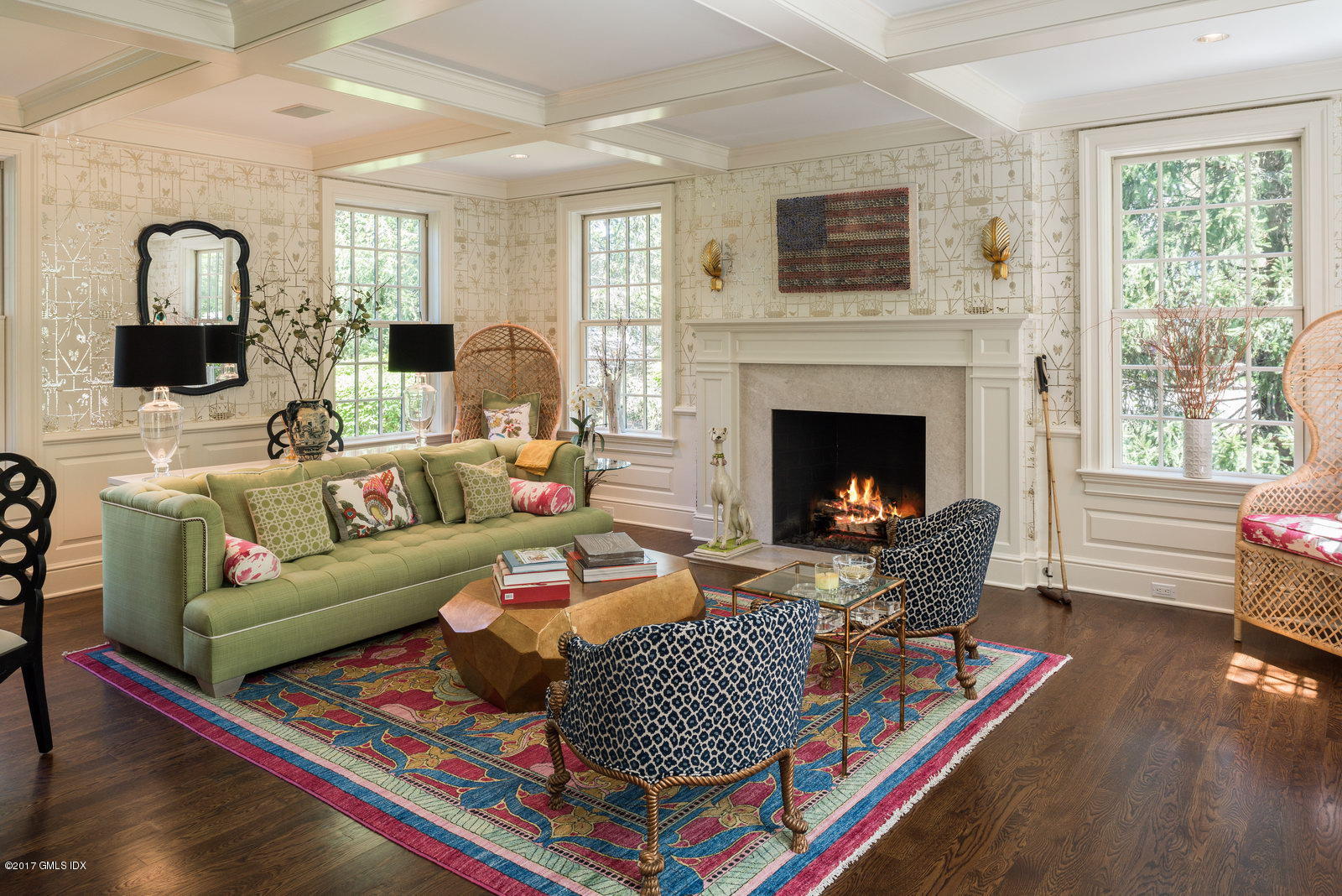 9 Roberta Lane Greenwich, CT 06830 - Photo 9 of 25 a living room with furniture and a fireplace