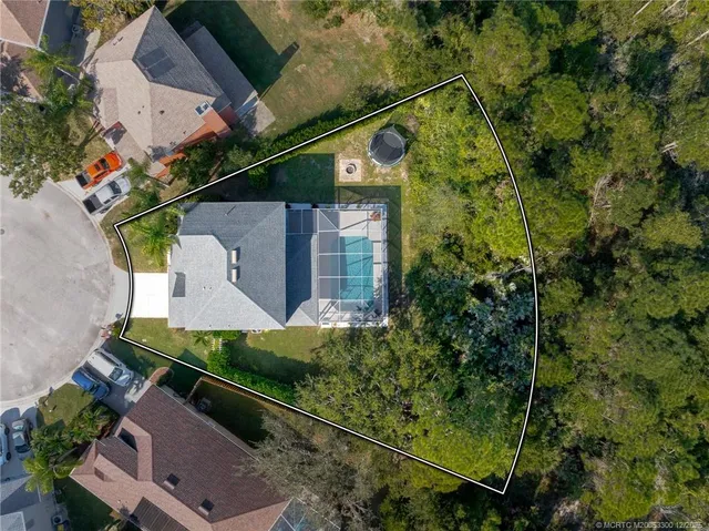 an aerial view of a house