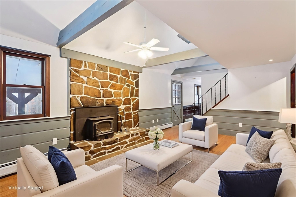 143 Hudson Road Stow, MA 01775 - Photo 19 of 42 a living room with furniture and a fireplace