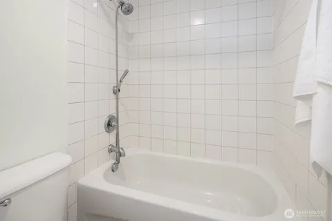 a bathroom with a bathtub