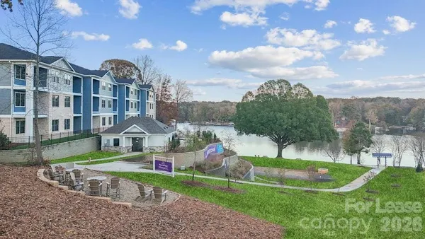 a view of a lake from a yard