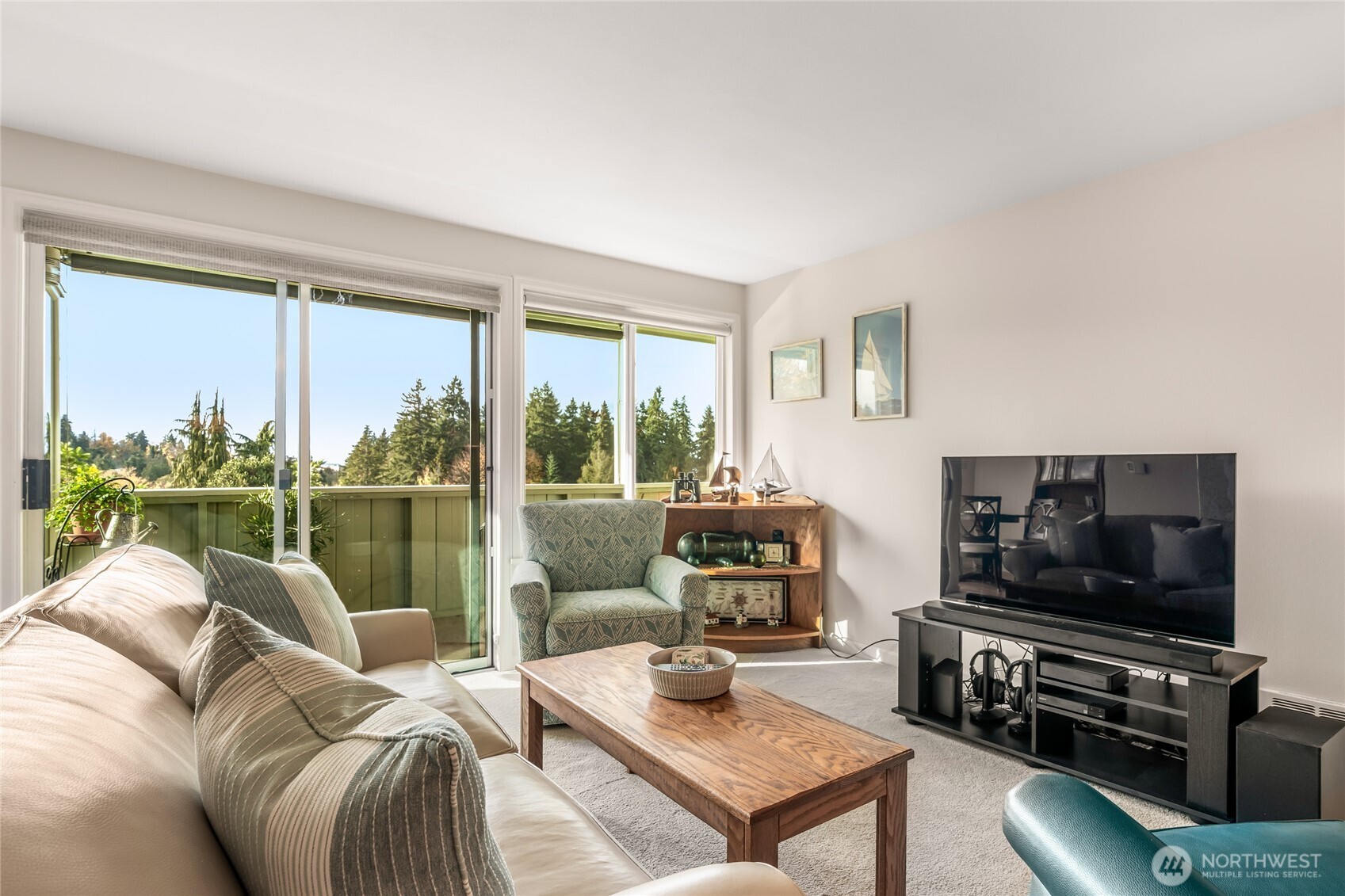 1020 5th Avenue South, Unit 8 Edmonds, WA 98020 - Photo 5 of 28 a living room with furniture a flat screen tv and a large window