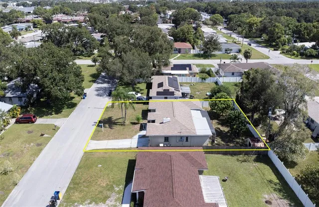 an aerial view of a house