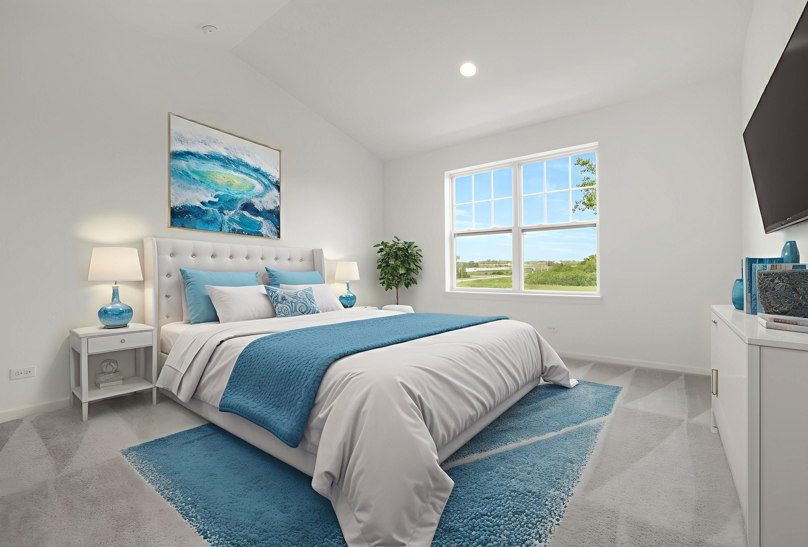 316 Timberleaf Circle Roselle, IL 60172 - Photo 21 of 37 a bedroom with a bed and a flat screen tv