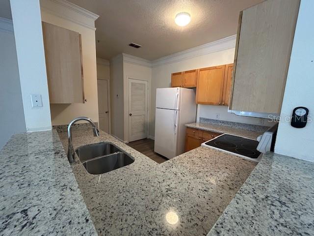 8849 Villa View Circle, Unit 203 Orlando, FL 32821 - Photo 10 of 20 a kitchen with stainless steel appliances granite countertop a sink a refrigerator and a granite counter tops
