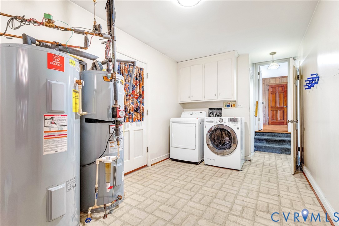 2820 Euphoria Road Chester, VA 23831 - Photo 22 of 38 Washroom with water heater, brick patterned floors