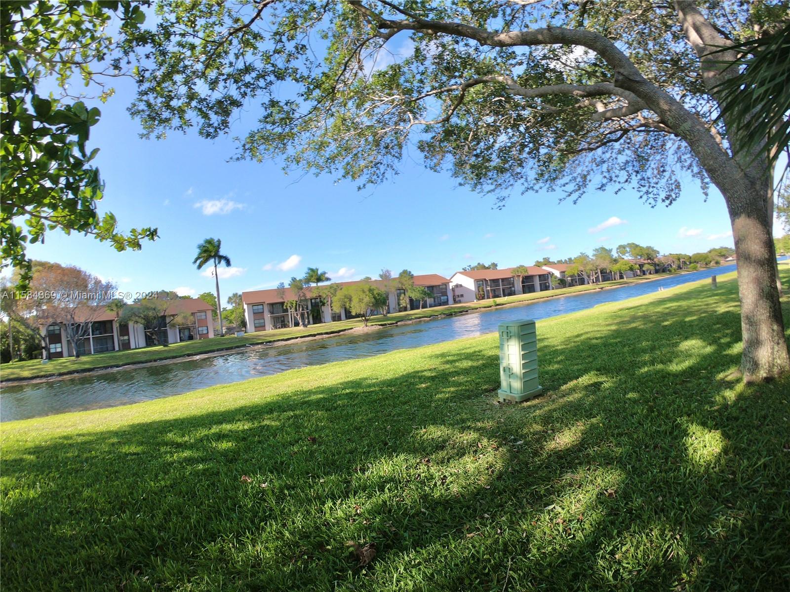 a view of a lake with houses
