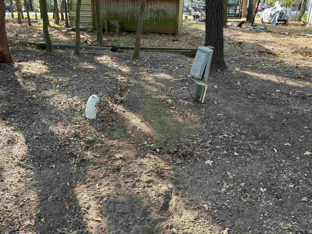a backyard of a house with lots of green space
