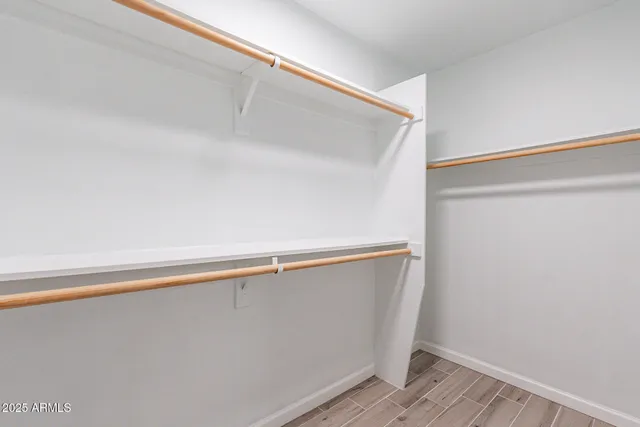 a view of small space with racks on the wall