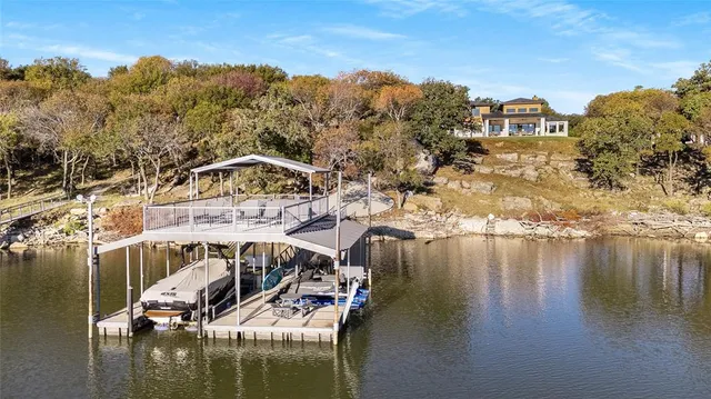 a view of a lake with houses