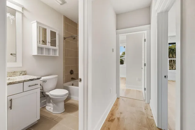 a bathroom with a bathtub