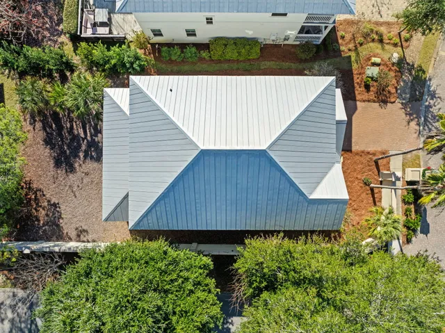an aerial view of a house