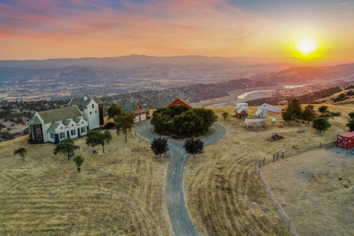 a view of a city with mountains in the background