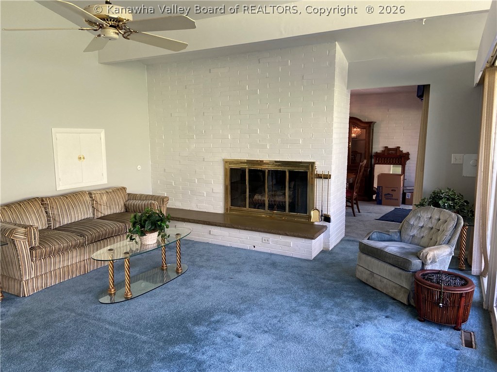 Wood burning Fireplace in Large Living Room