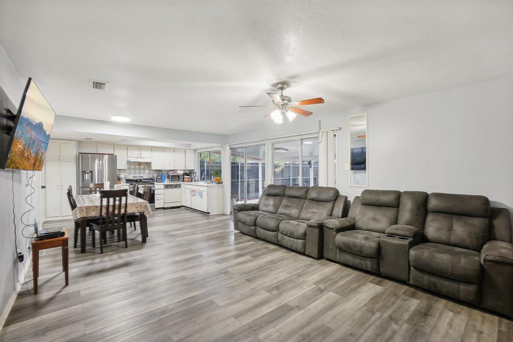 3601 Chime Street Irving, TX 75062 - Photo 4 of 17 a living room with furniture kitchen view and a wooden floor