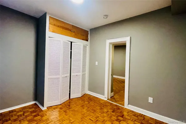 an empty room with closet