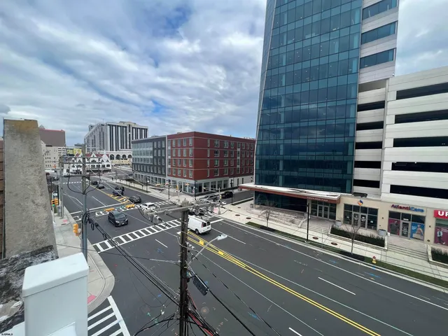 a view of a city from a balcony