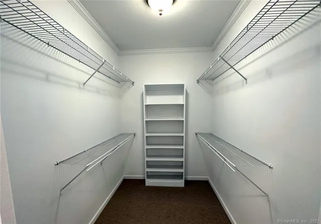 a view of an empty walk in closet