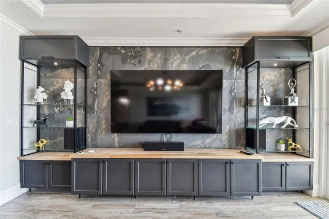 a view of a balcony with furniture