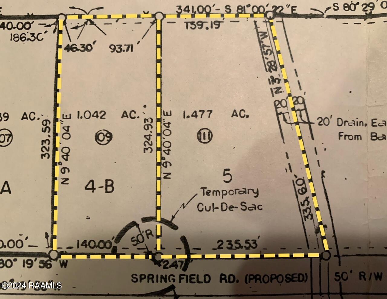 109 Springfield Road Carencro, LA 70520 - Photo 17 of 18 Plat - Lots 4-B & 5