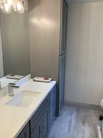a bathroom with a sink and a toilet