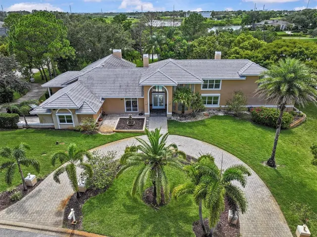 an aerial view of a house
