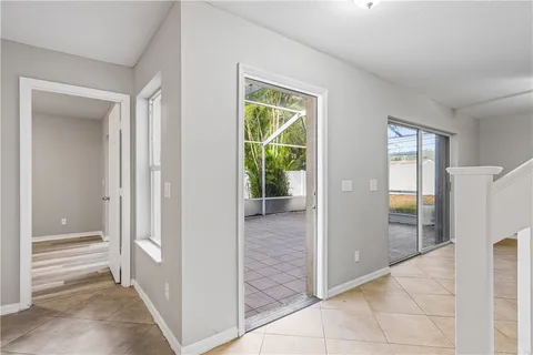 a view of a swimming pool and lounge chair