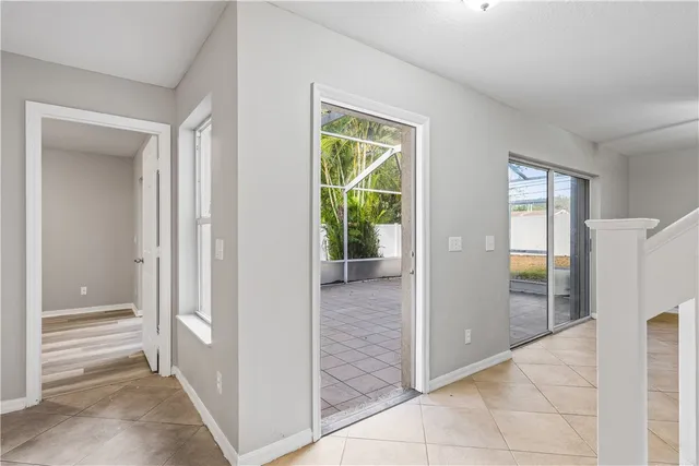 a view of a swimming pool and lounge chair