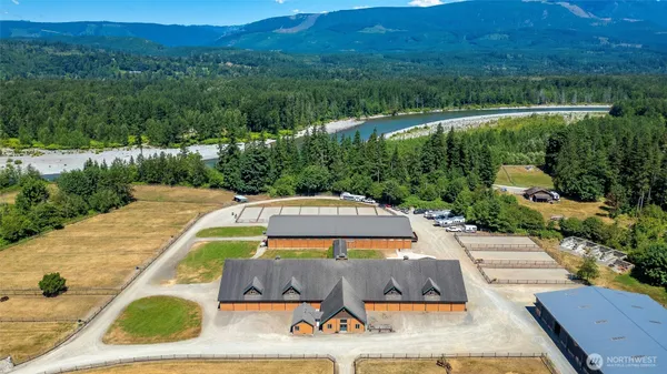 a view of a swimming pool with a yard and plants