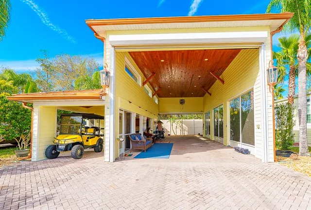 a view of swimming pool with a fireplace