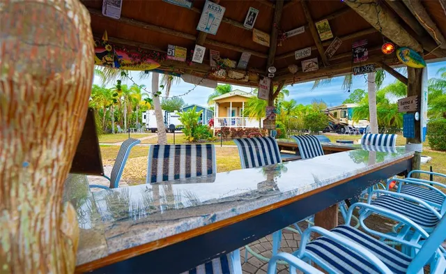 a view of swimming pool with an ocean view