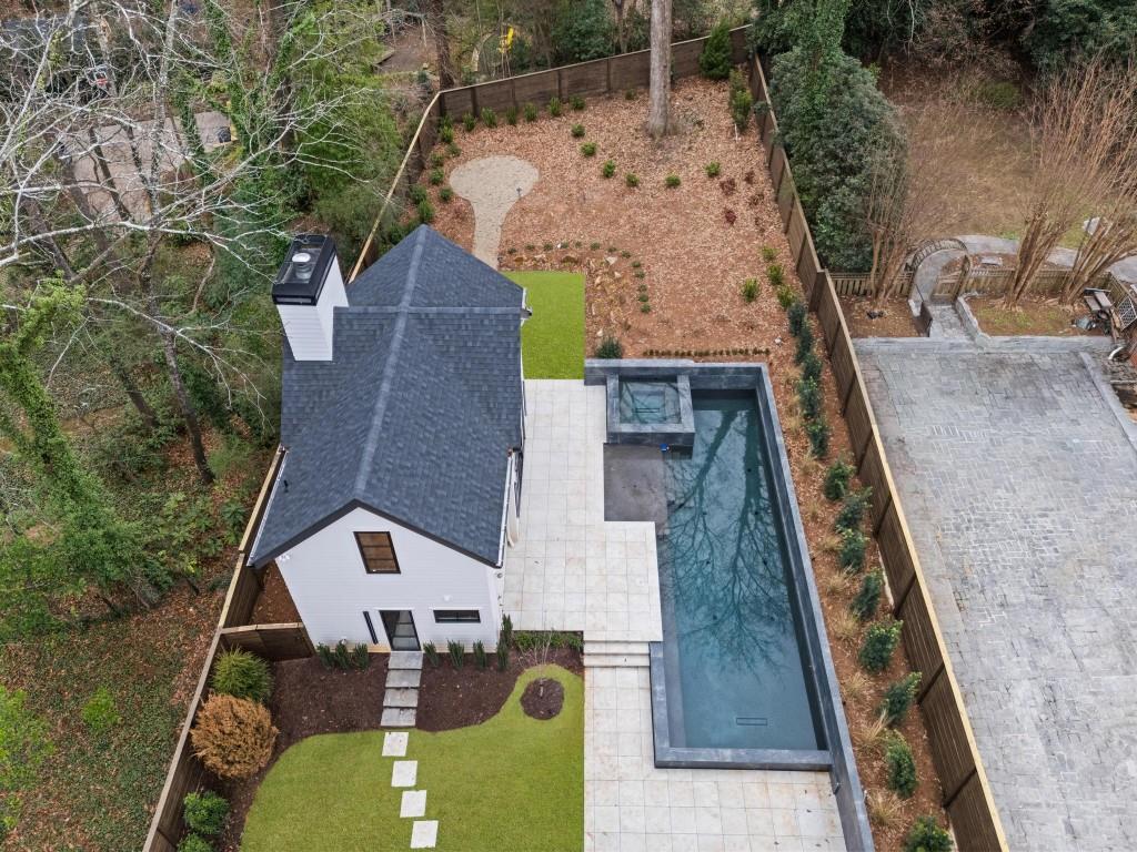 843 Yorkshire Road Northeast Atlanta, GA 30306 - Photo 54 of 65 an aerial view of house with a swimming pool