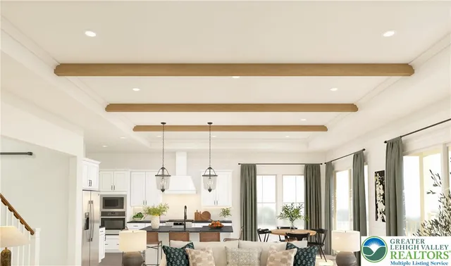 a large kitchen with lots of counter space