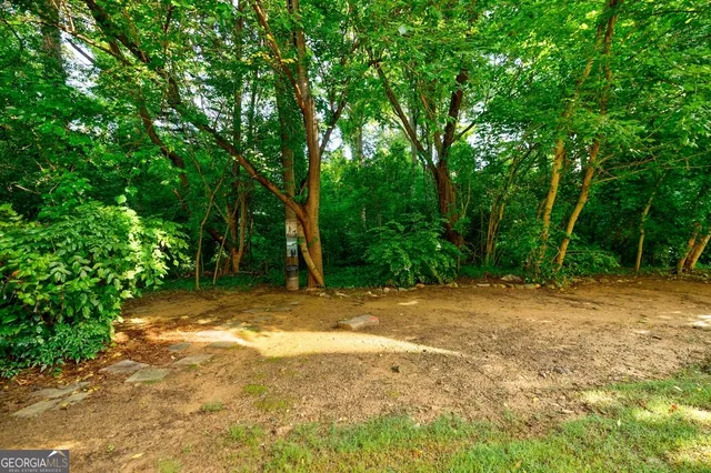 a view of a yard with a tree