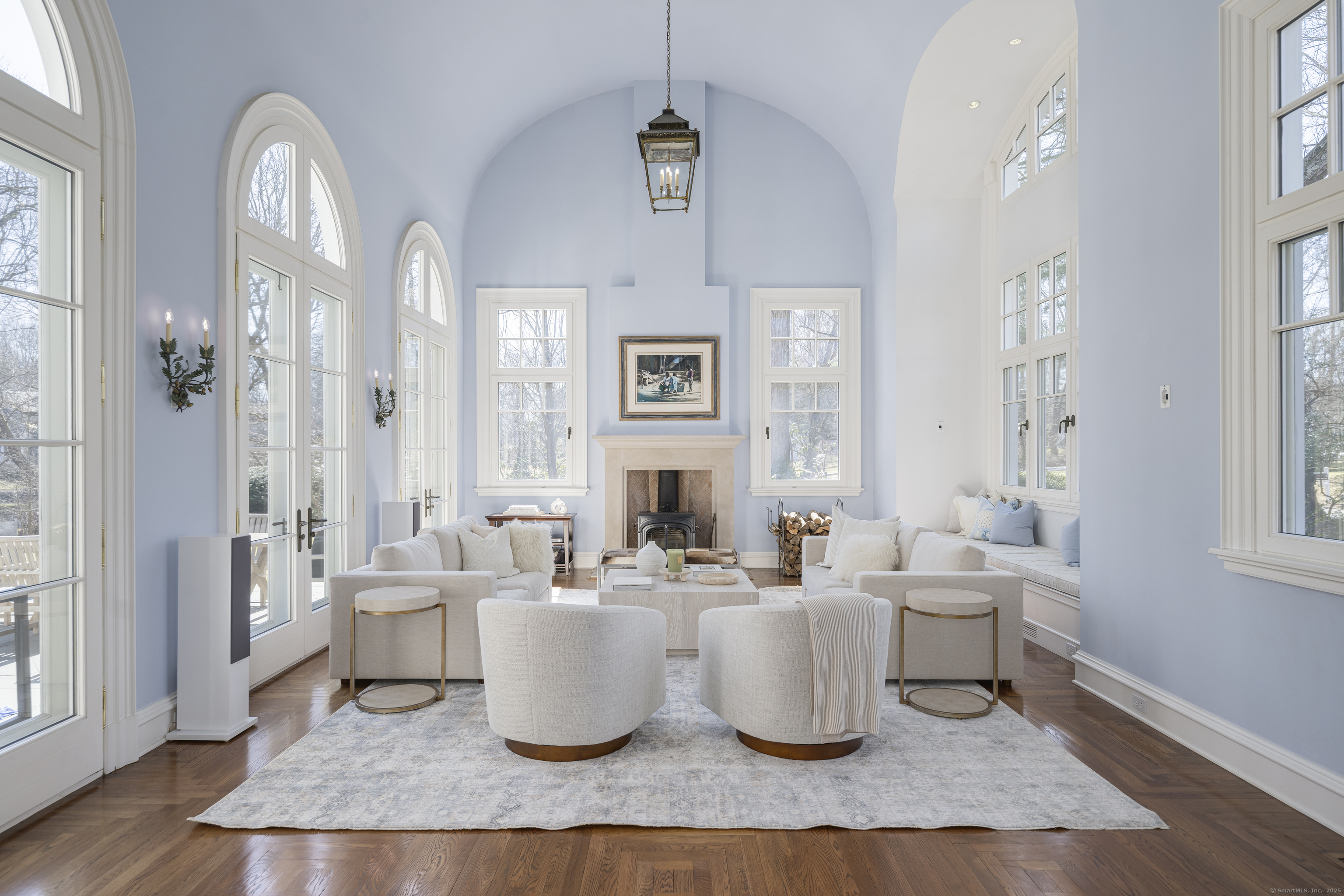 2 Driftway Lane Darien, CT 06820 - Photo 1 of 1 20+ feet Cathedral Ceilings, Antique English Street Lantern Chandeliers from London