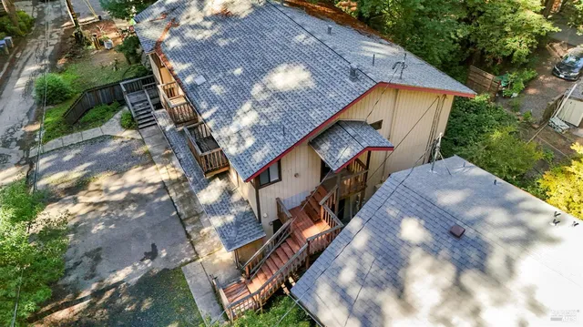 an aerial view of a house