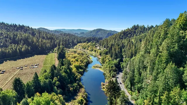 a view of a lake with a mountain in the background