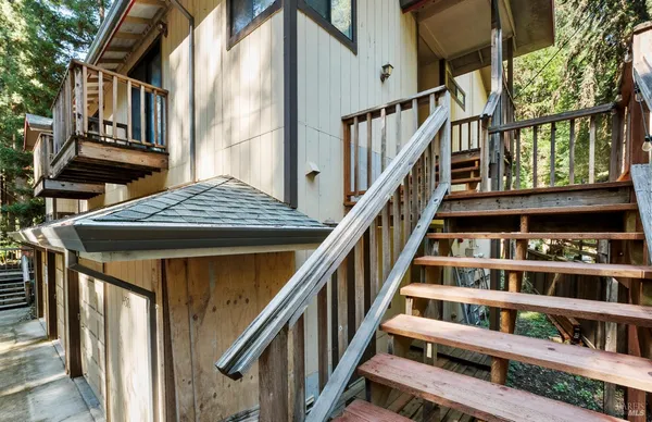a view of a red door