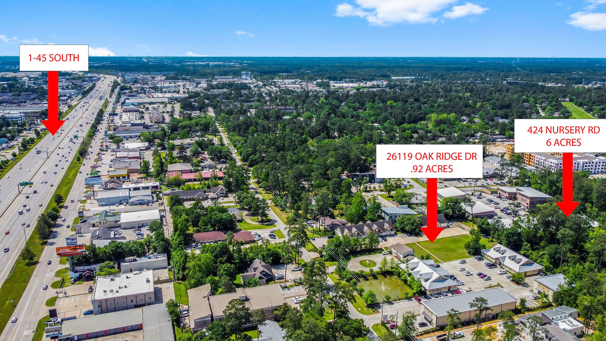 424 Nursery Road The Woodlands, TX 77380 - Photo 5 of 7 Proximity of 424 Nursery Rd and 26119 oak Ridge Dr to I-45 South.