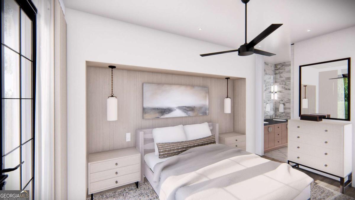 1554 South Lumpkin Street, Unit 5 Athens, GA 30605 - Photo 16 of 24 a bedroom with a bed and a view of bathroom
