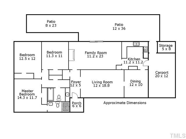 2516 Oxford Road Raleigh, NC 27608 - Photo 23 of 23 The existing floorplan illustrates the opportunities of removing the wall between the LR and DR, and expanding the Kitchen and/or the Dining Room into the carport.