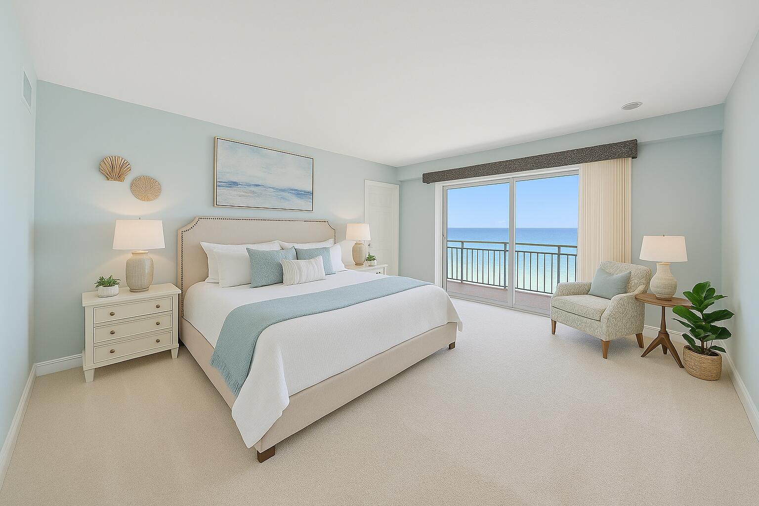 350 South Beach Road, Unit 503 Tequesta, FL 33469 - Photo 19 of 51 a spacious bedroom with a bed and a large window