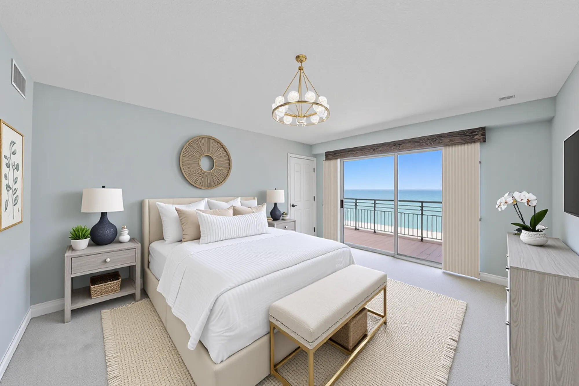 350 South Beach Road, Unit 503 Tequesta, FL 33469 - Photo 20 of 51 a bedroom with a large bed and a window