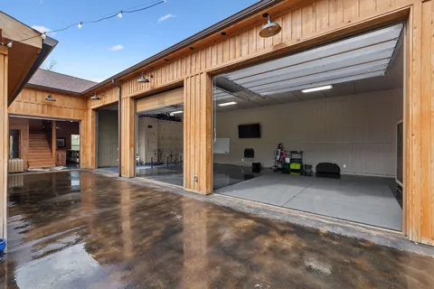 a bedroom with a bed and a walk in closet
