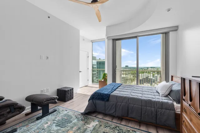 a view of a city from a balcony